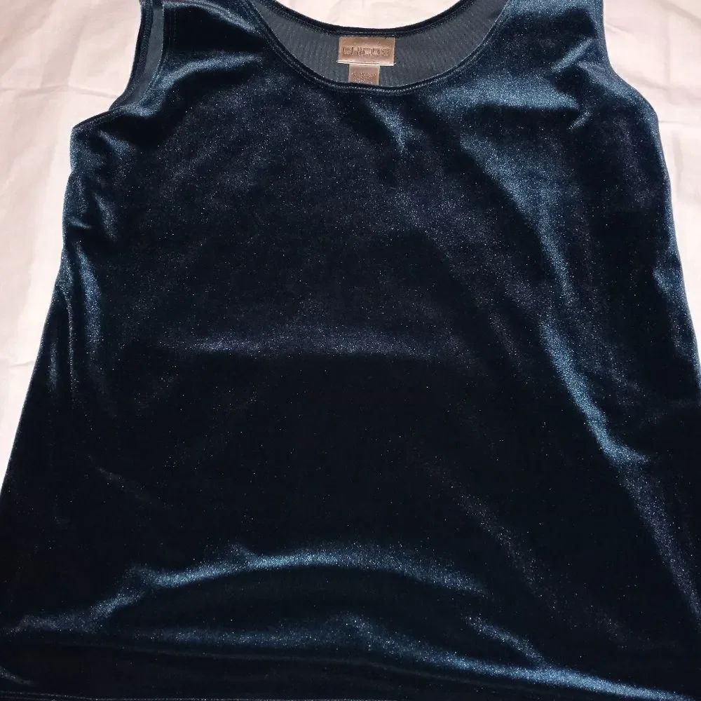 Chico's Sleeveless Dark Green Polyester Top Tunic
